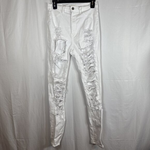 Aphrodite Denim - Aphrodite Jeans Womens Size 11 Skinny Jeans Rippped White Denim Jean Distressed